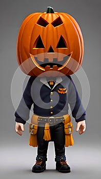 Funny jack o\'lantern head Halloween cartoon figure