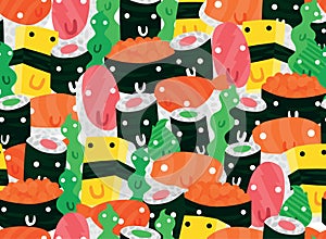 Funny Japanese Sushi Characters