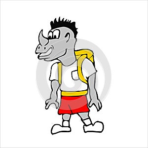 Funny javan rhinoceros cartoon character photo