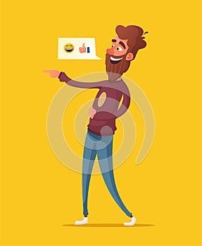 Funny joke. Loud laughing. Cartoon vector illustration