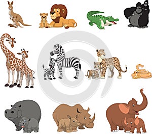 Funny kids animals and parents