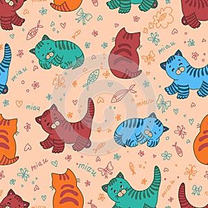 Funny kitten seamless pattern photo