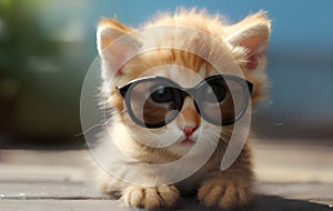 Funny kitten with the sunglasses