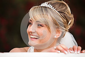 Funny laughing bride portrait