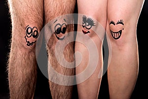 Funny legs showing friendship