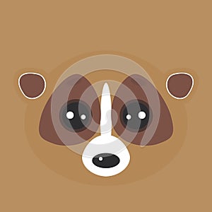Funny lemur face on brown background. Vector