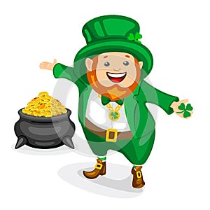 Funny leprechaun character for a party in honor of St. Patrick`s Day.