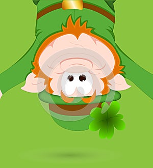Funny Leprechaun Green Background