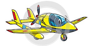 Funny light aircraft plane with eyes Kids illustration