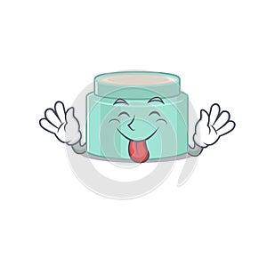 Funny lipbalm cartoon design with tongue out face