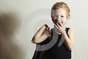 Funny little boy.fashion children.handsome smiling kid