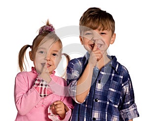 Funny little boy and girl