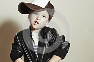 Funny little boy.Hip-Hop Style. fashion children.Young Rapper