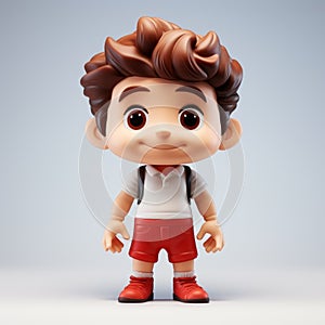 Funny Little Boy In Red Shorts - 3d Rendering Stock Photo photo