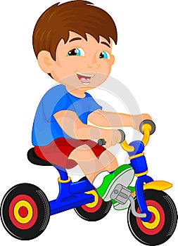 Funny little child on tricycle