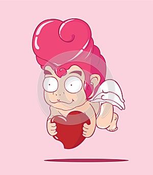 Funny little cupid. Illustration of a Valentine Day