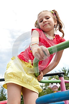 Funny little girl with pigtails