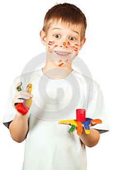 Little painter with tin of paint
