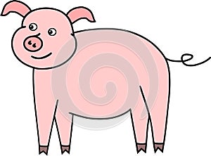 Funny little pig pink vektor piglet