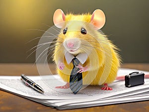 Funny little rat as office worker