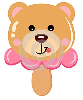 Funny little teddy bear ice cream on a stick