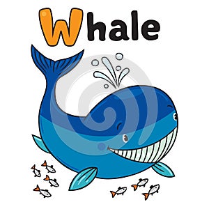 Funny little whale. Alphabet W