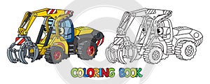 Funny log handler car with eyes coloring book