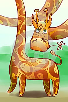 Funny longnecked giraffe photo