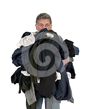 Funny Man Armload, Clothes, Dirty Laundry Isolated