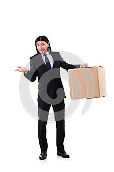 Funny man with boxes