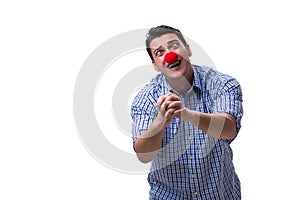 The funny man clown isolated on white background