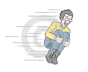 Funny man flying draw