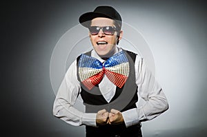 The funny man with giant bow tie