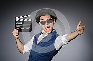 Funny man with movie
