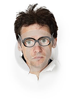 Funny man in an old-fashioned spectacles photo