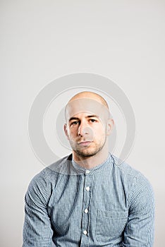 Funny man portrait real people high definition grey background