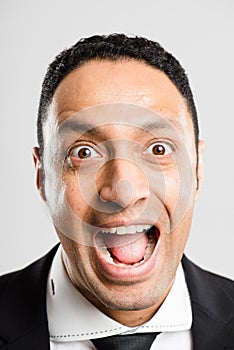 Funny man portrait real people high definition grey background