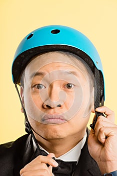 Funny man portrait real people high definition yellow background