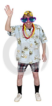 Funny Man Tourist Wave While Travel Isolated