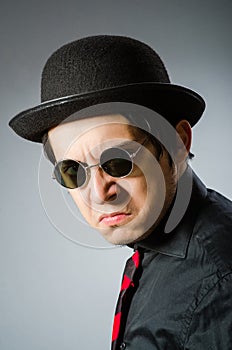 The funny man with vintage hat