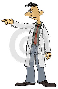 Funny man in a white coat