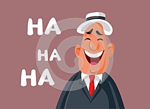 Funny Mature Happy Man Laughing Vector Cartoon Character