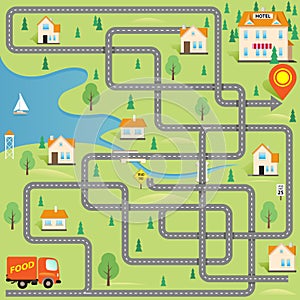 Funny Maze Game: Delivery Driver Find the Hotel in this Small City