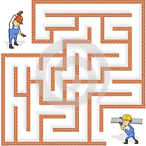 Funny Maze Game: Help the Cartoon Worker Find the Way