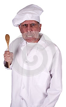 Funny Mean Mad Angry Cook Chef Isolated on White