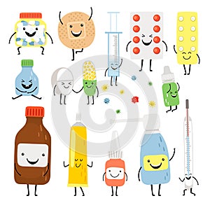 Funny medicines cartoon characters