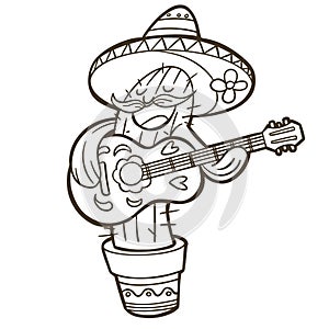 funny mexican cactus playing guitar