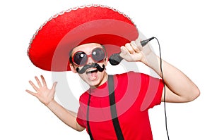 Funny mexican with mic isolated