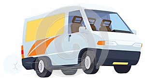 Funny minibus.. Cartoon auto. Illustration for internet and mobile website