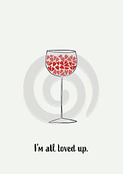 Funny minimalist creative Valentine day card vector template with metaphor for love. Romantic holiday symbol.